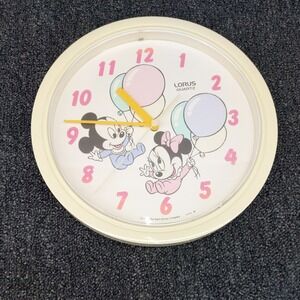 Vintage 1984 Lorus Wall Clock Walt‎ Disney Baby Mickey Minnie Mouse